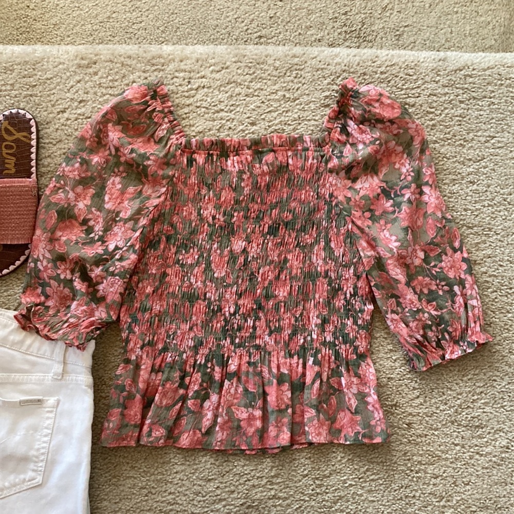 Nanette Lepore Floral Smocked Top - Picture 6 of 6